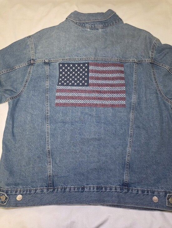 Old Navy Jackets & Blazers - Old Navy x Disney Mickey Mouse Denim Trucker Jacket W/Embroidered USA Flag- XL